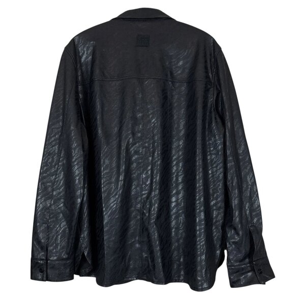 Marc Cain Sports Zebra Print Shiny Faux Leather Shacket Top Black Size N4 Large - Picture 2 of 11